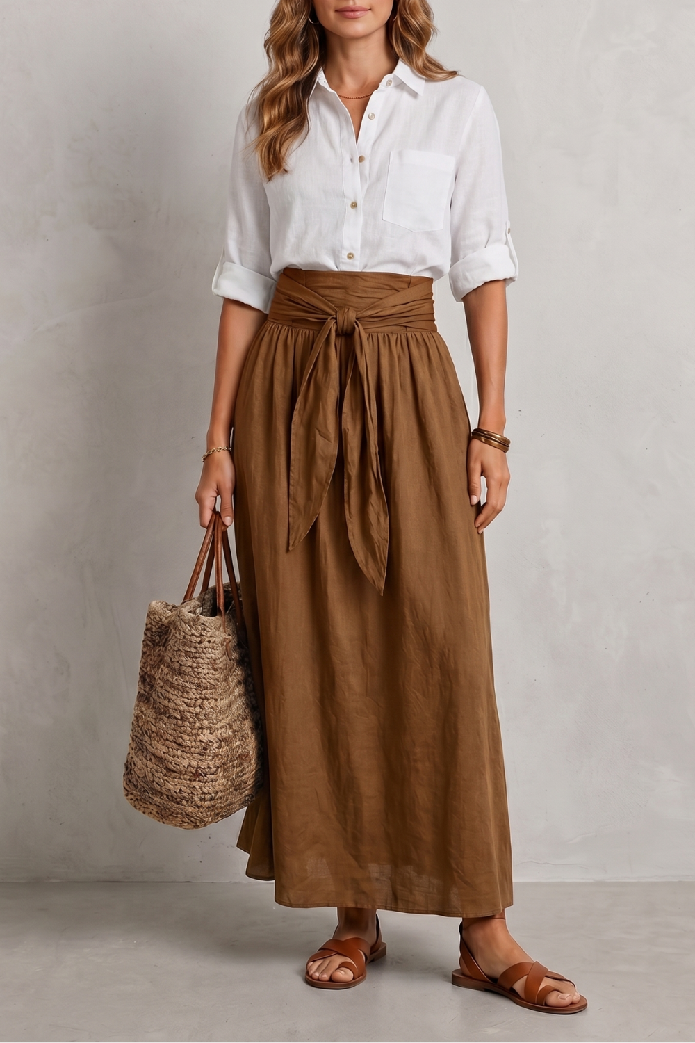 Effortless Resort Elegance Maxi Skirt Set