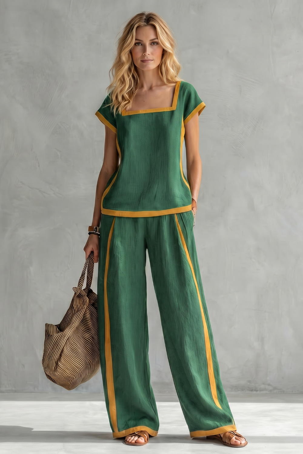Contrast Trim Relaxed Silhouette Two-piece Set
