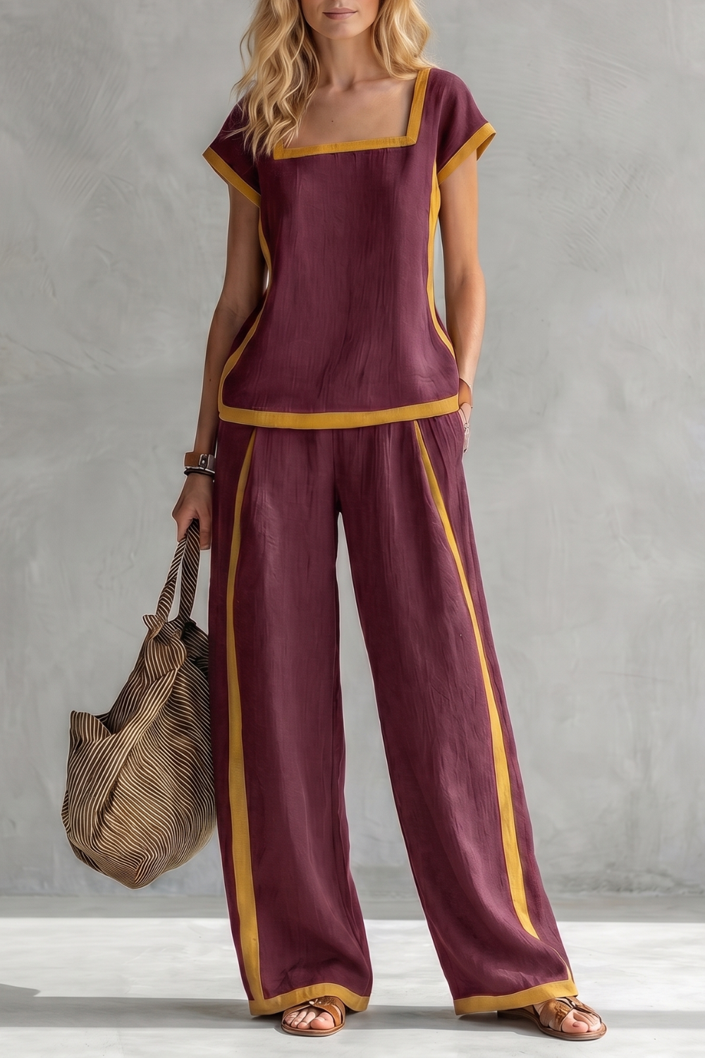 Contrast Trim Relaxed Silhouette Two-piece Set