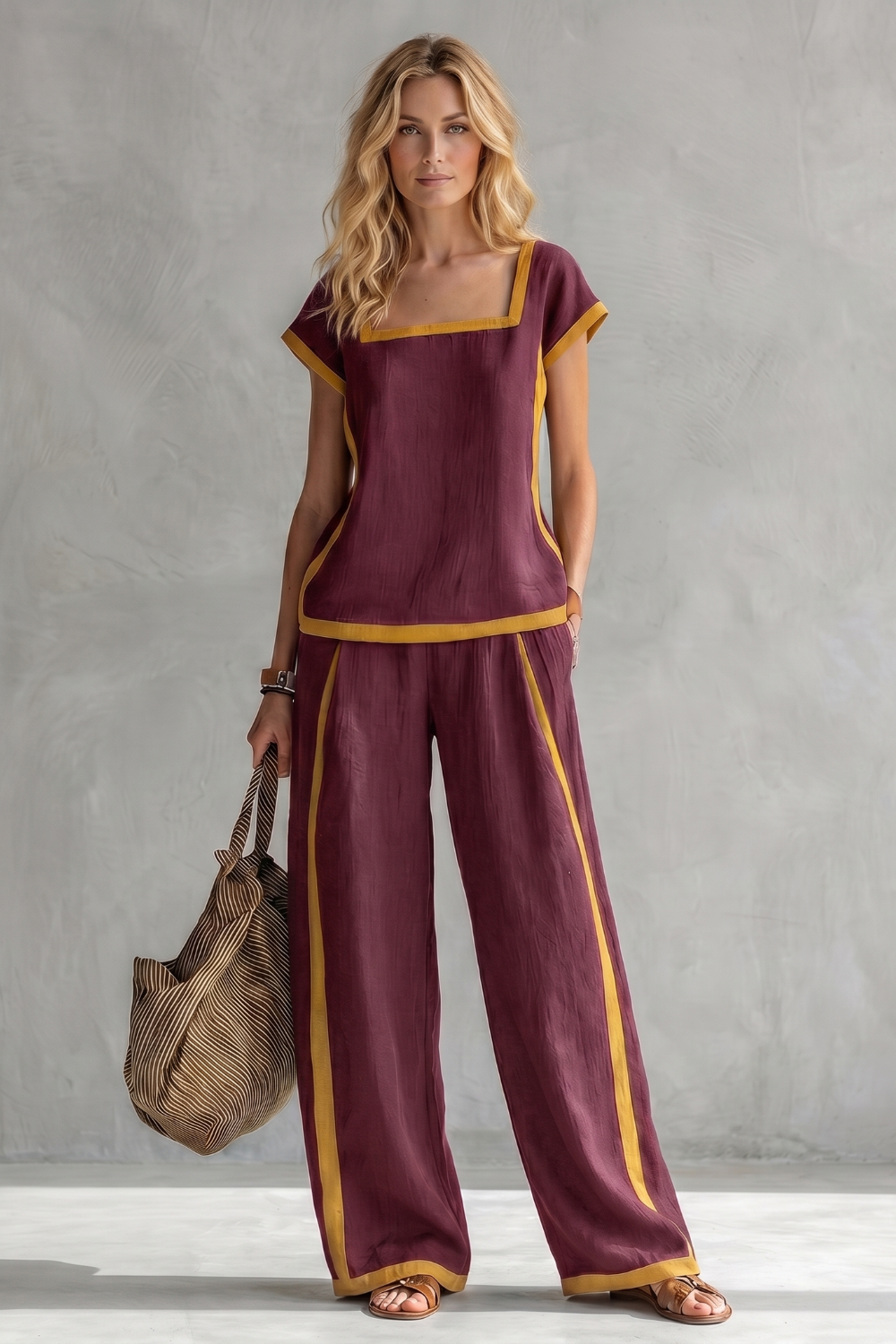 Contrast Trim Relaxed Silhouette Two-piece Set