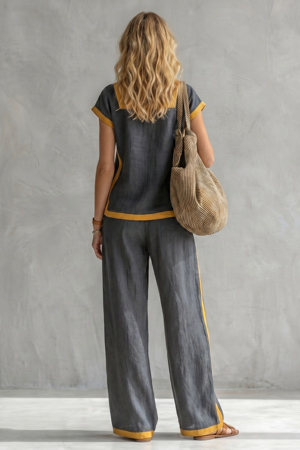 Contrast Trim Relaxed Silhouette Two-piece Set