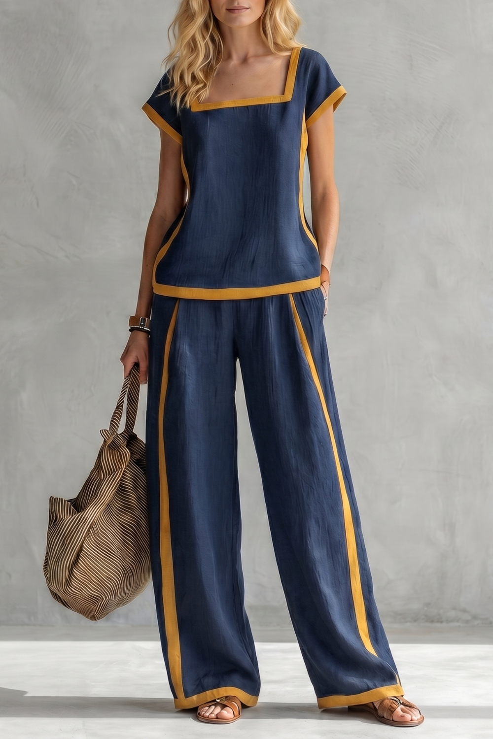 Contrast Trim Relaxed Silhouette Two-piece Set