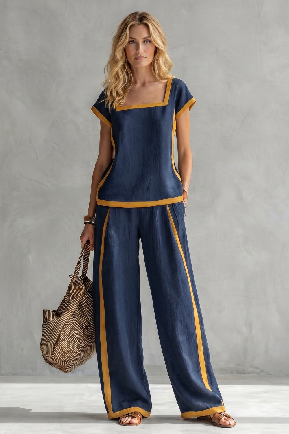 Contrast Trim Relaxed Silhouette Two-piece Set