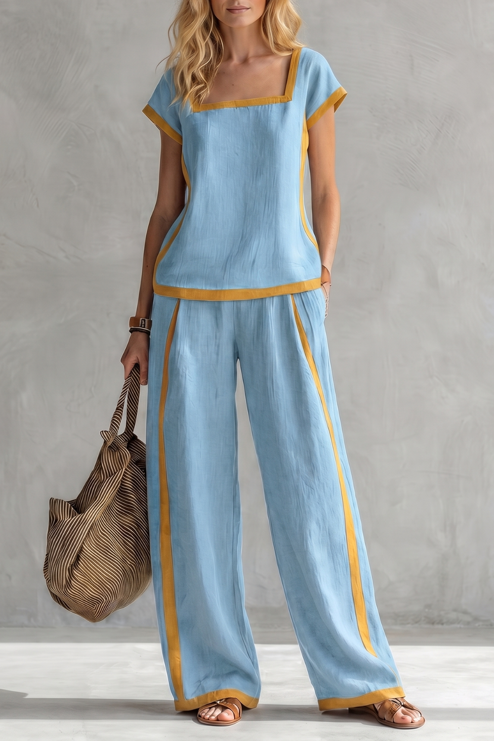 Contrast Trim Relaxed Silhouette Two-piece Set