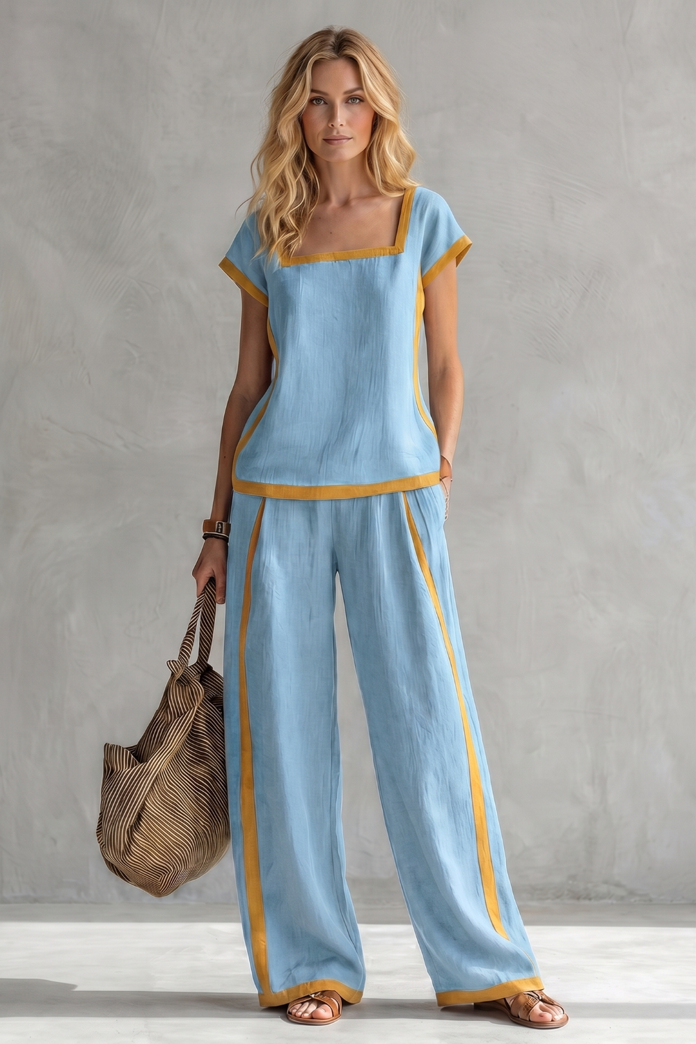 Contrast Trim Relaxed Silhouette Two-piece Set