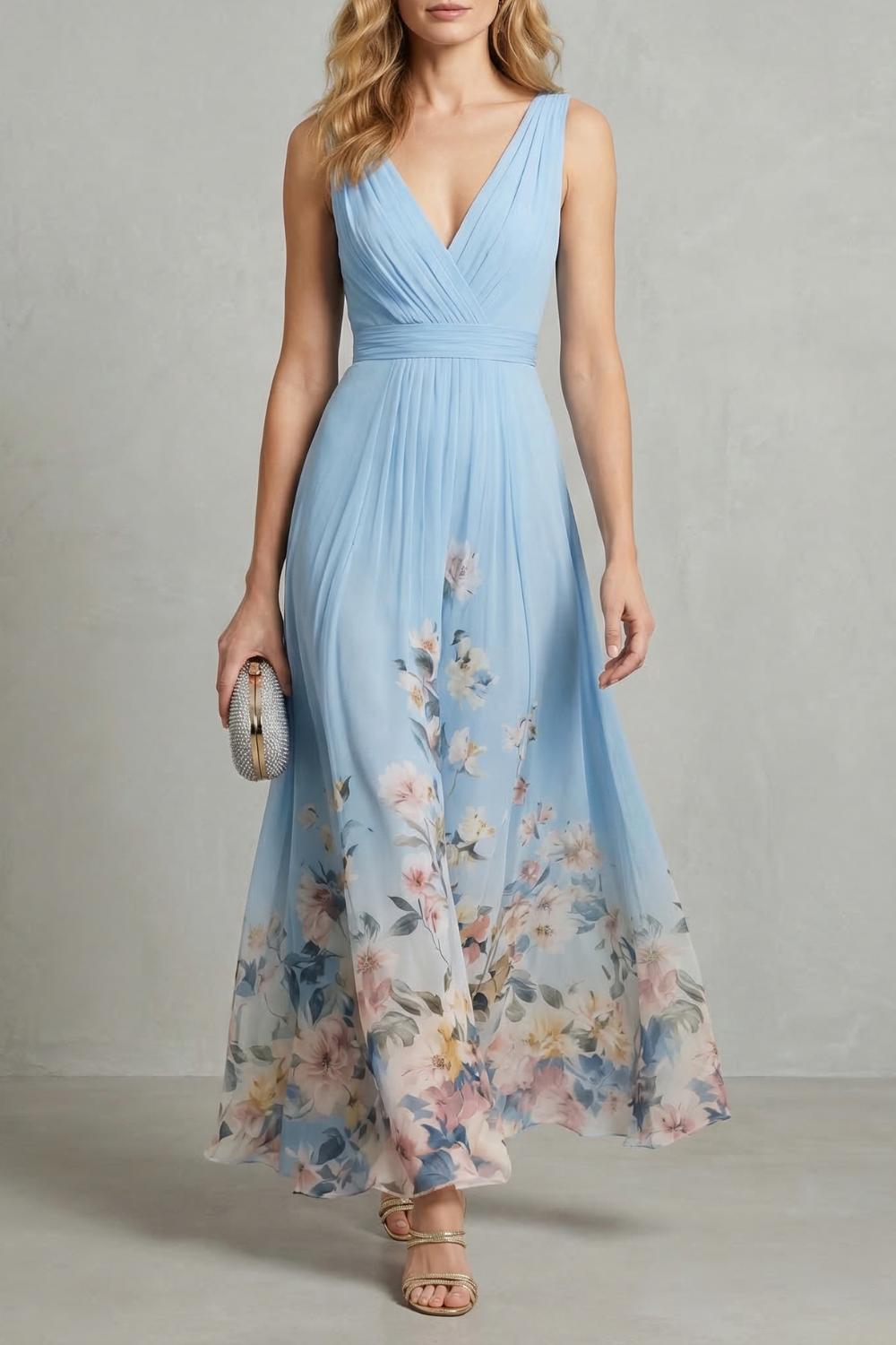 Romantic Floral Ombre Maxi Dress