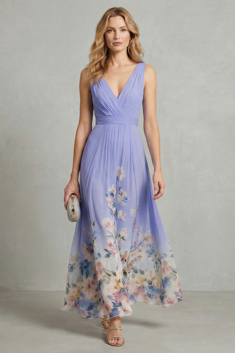 Romantic Floral Ombre Maxi Dress