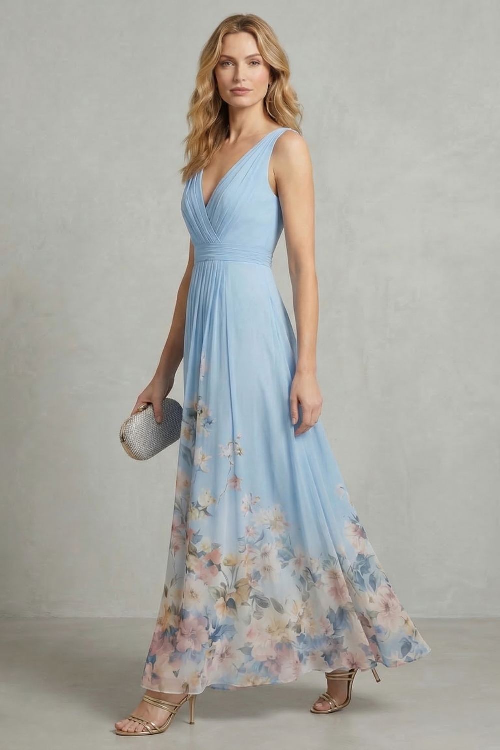 Romantic Floral Ombre Maxi Dress