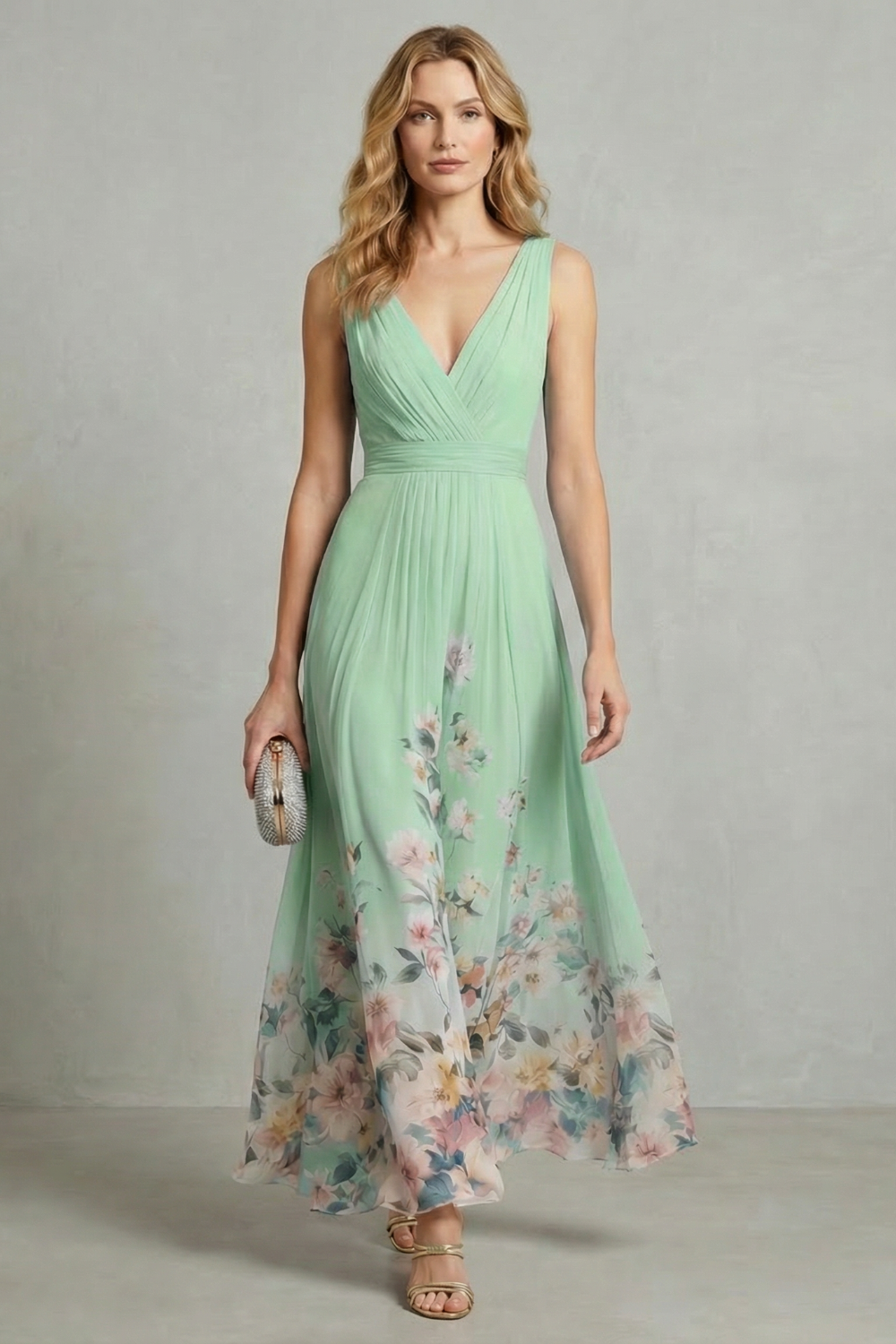 Romantic Floral Ombre Maxi Dress