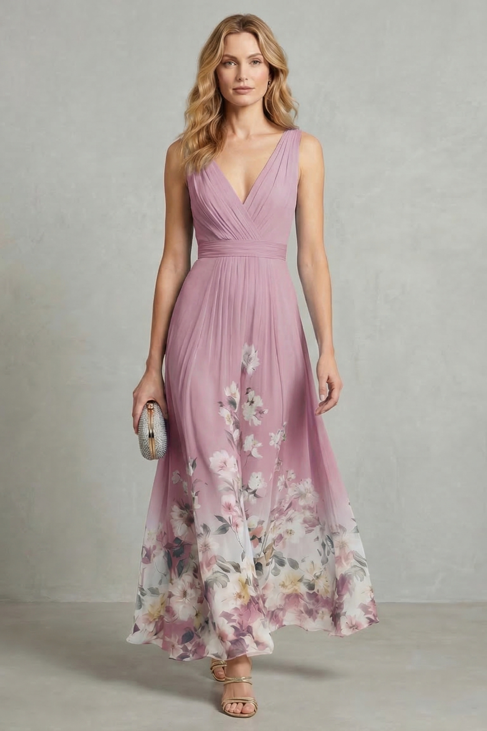 Romantic Floral Ombre Maxi Dress