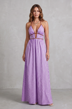 Serelisse | Striped Backless Silhouette Maxi Dress
