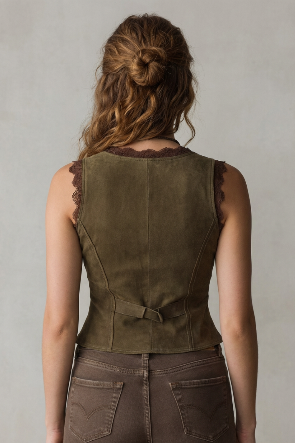 Lace-trimmed Charm Fitted Vintage Vest