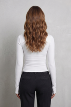 Lace Trim Elegance Fitted Long Sleeve Top
