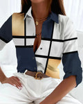 Contemporary Printed Blouse - Gold