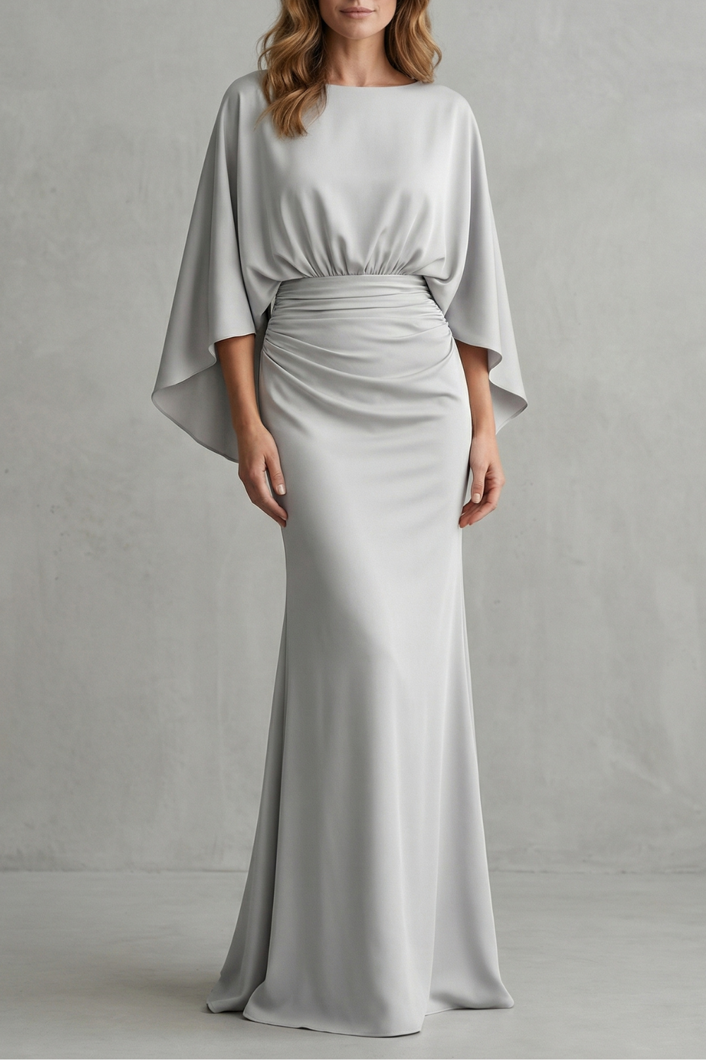 Draped Batwing Elegance Maxi Dress