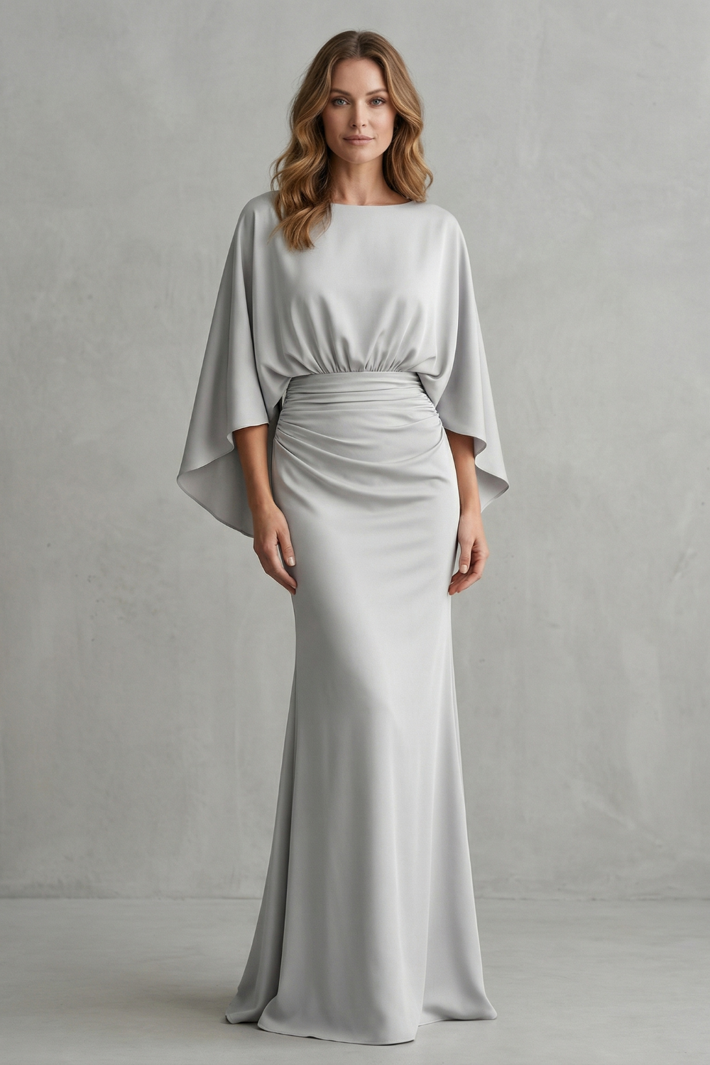Draped Batwing Elegance Maxi Dress