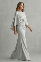 Draped Batwing Elegance Maxi Dress