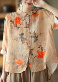 Rosette™ | Floral Print Button-Front Blouse with Relaxed Fit and Long Sleeves