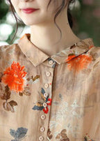 Rosette™ | Floral Print Button-Front Blouse with Relaxed Fit and Long Sleeves