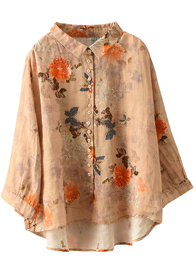 Rosette™ | Floral Print Button-Front Blouse with Relaxed Fit and Long Sleeves