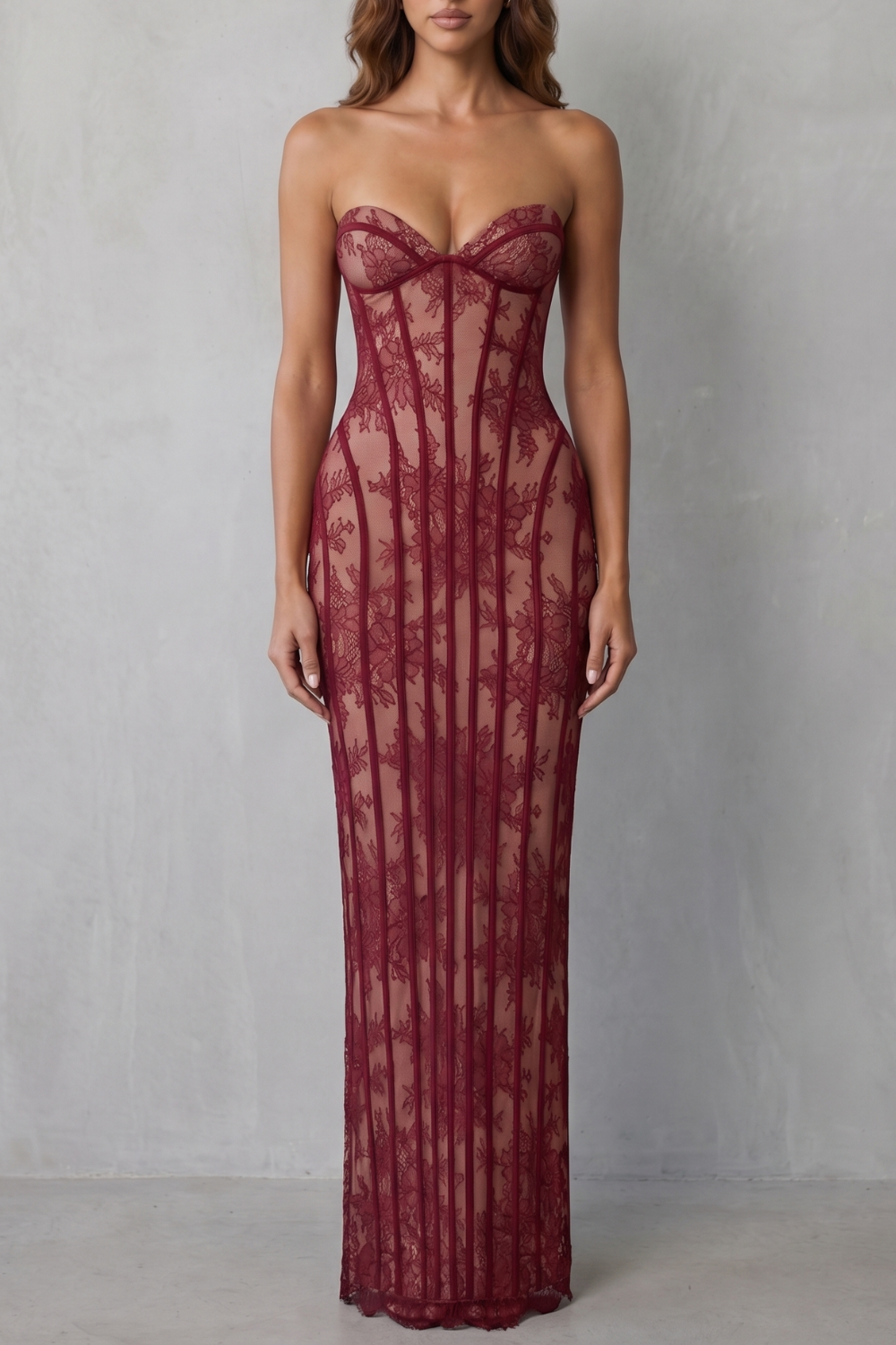 Sculpted Lace Allure Maxi Dress
