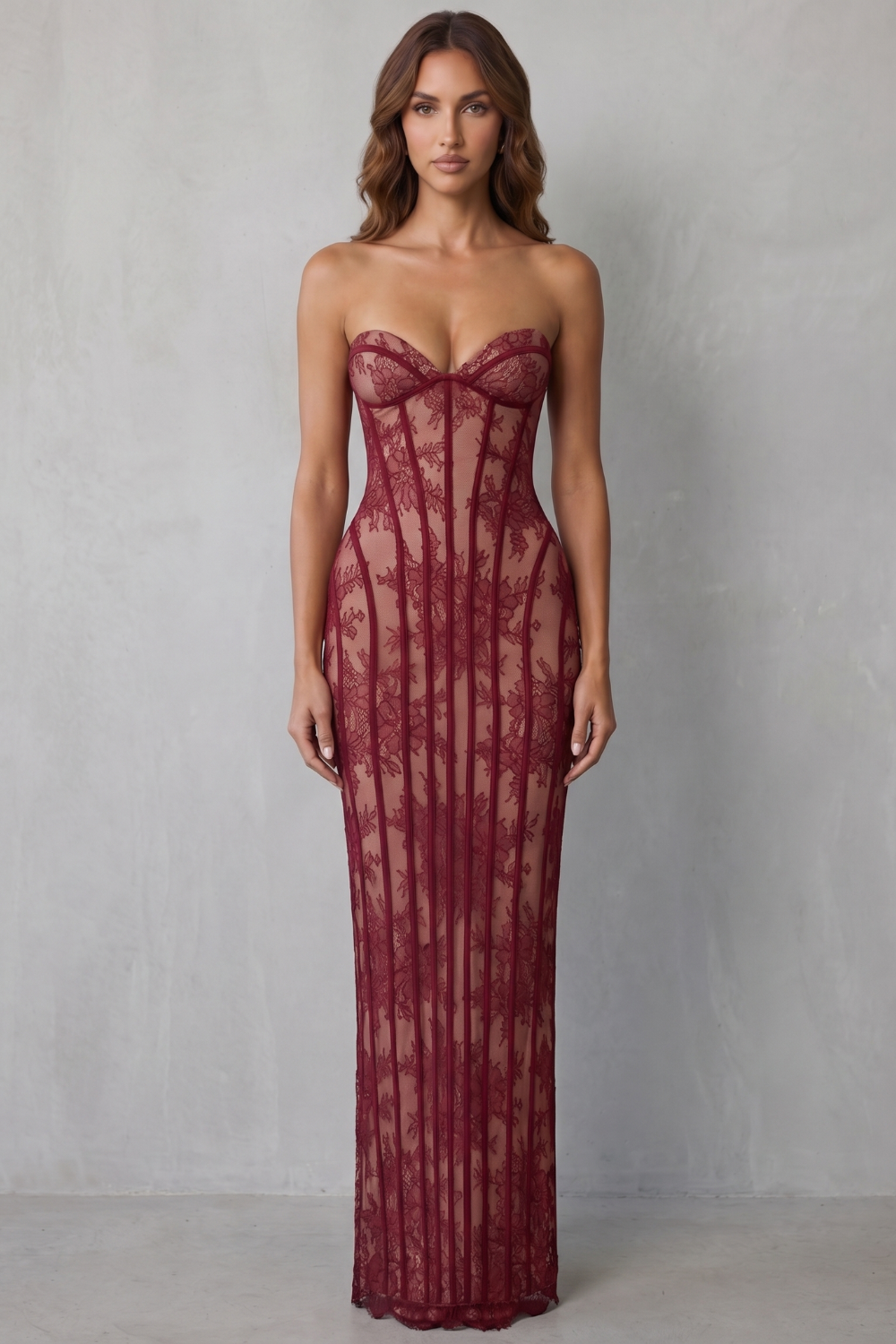 Sculpted Lace Allure Maxi Dress