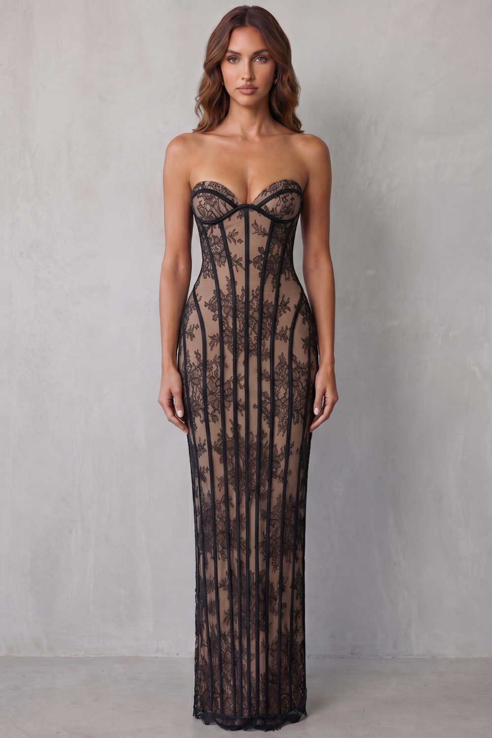 Sculpted Lace Allure Maxi Dress