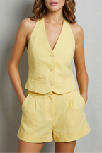 Backless Summer Tailoring Vest And Short Set