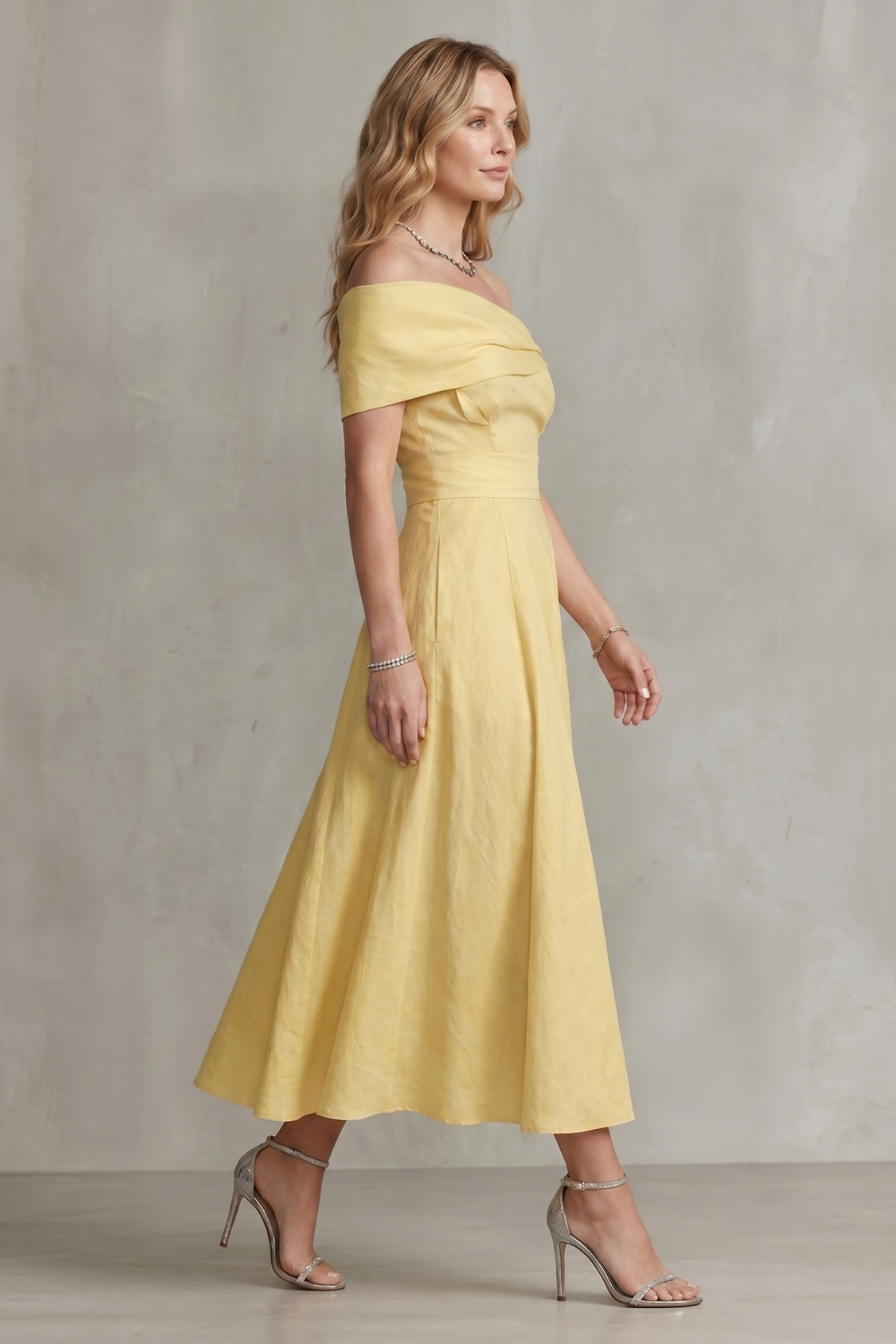One-shoulder Linen Elegance Maxi Dress