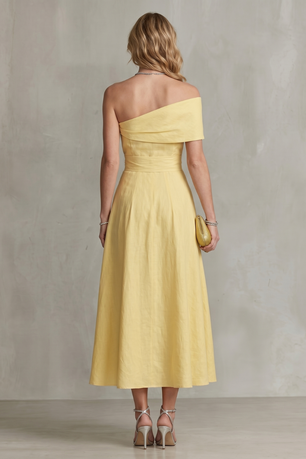 One-shoulder Linen Elegance Maxi Dress