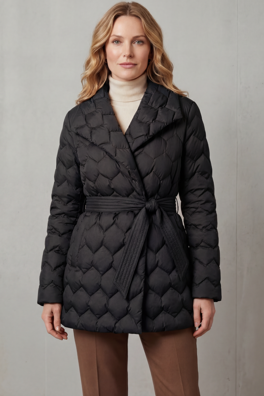 Sculpted quilt | Belted puffer jacket