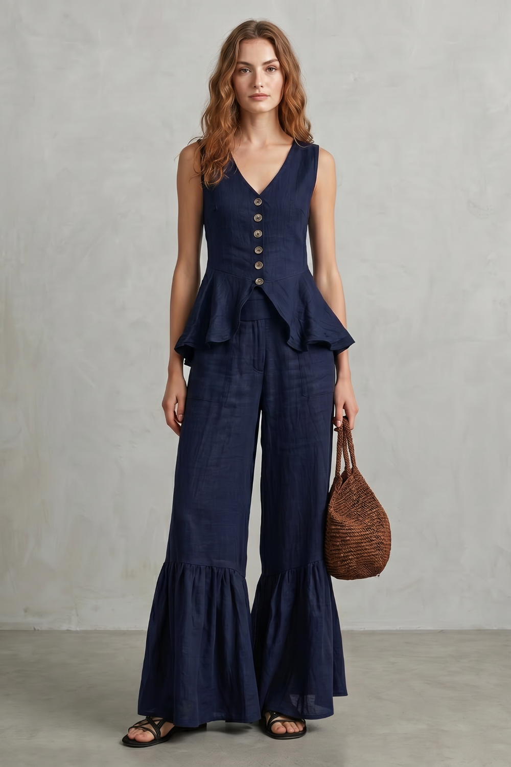 Ruffled Resort Elegance Trouser Set