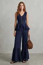 Ruffled Resort Elegance Trouser Set