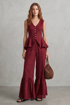 Ruffled Resort Elegance Trouser Set
