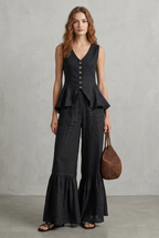 Ruffled Resort Elegance Trouser Set
