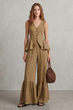Ruffled Resort Elegance Trouser Set