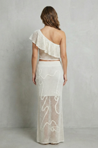 Openwork Ruffle Elegance Knit Skirt Set