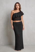 Openwork Ruffle Elegance Knit Skirt Set
