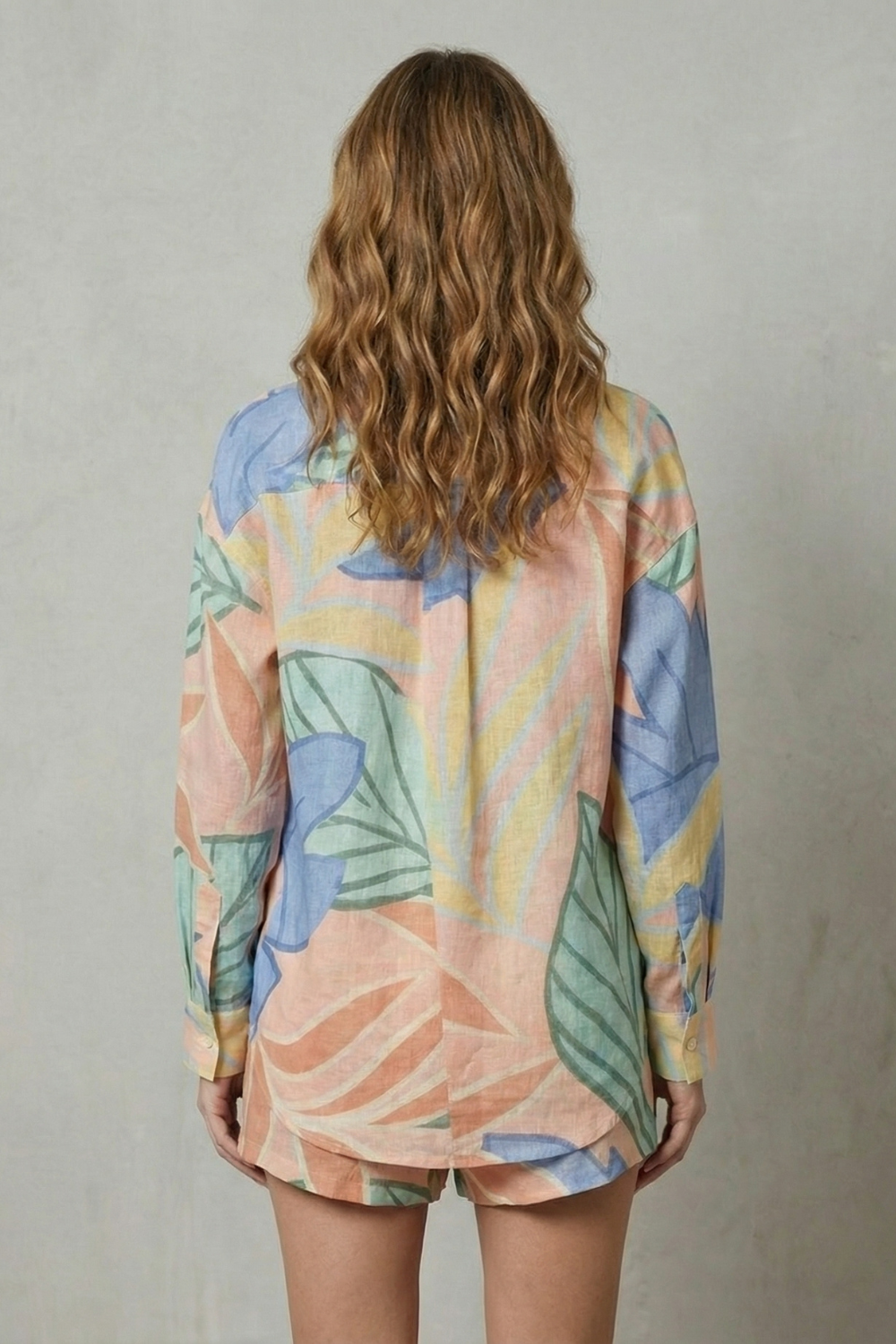 Tropical Leaf Print Shirt And Short Set