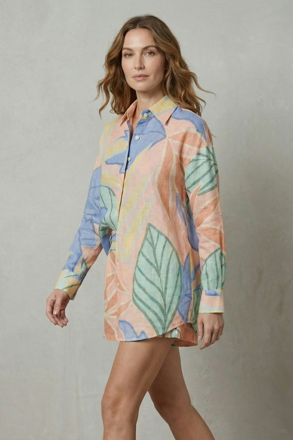 Tropical Leaf Print Shirt And Short Set