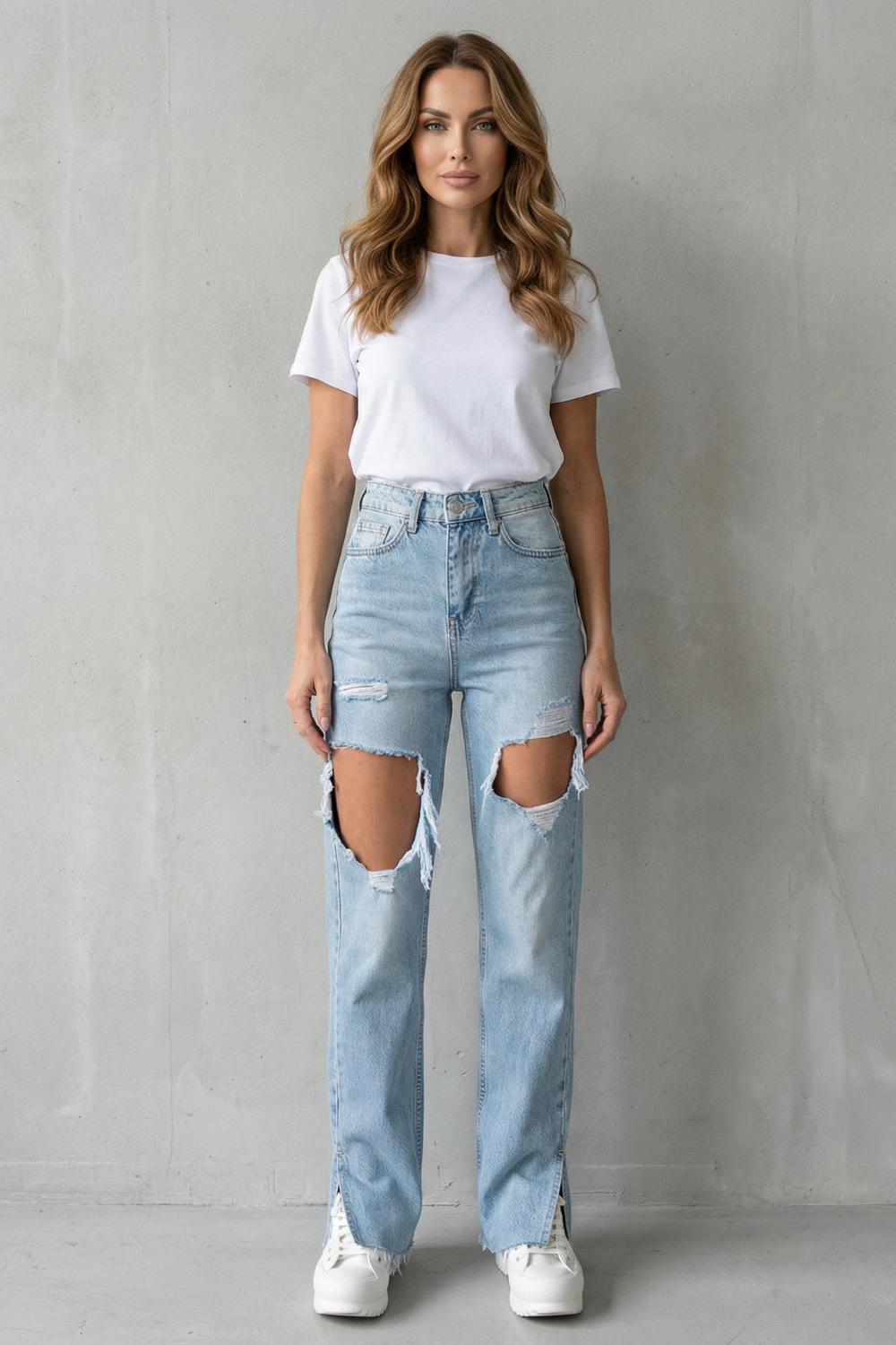 Urban Distressed Design Straight Leg Jeans