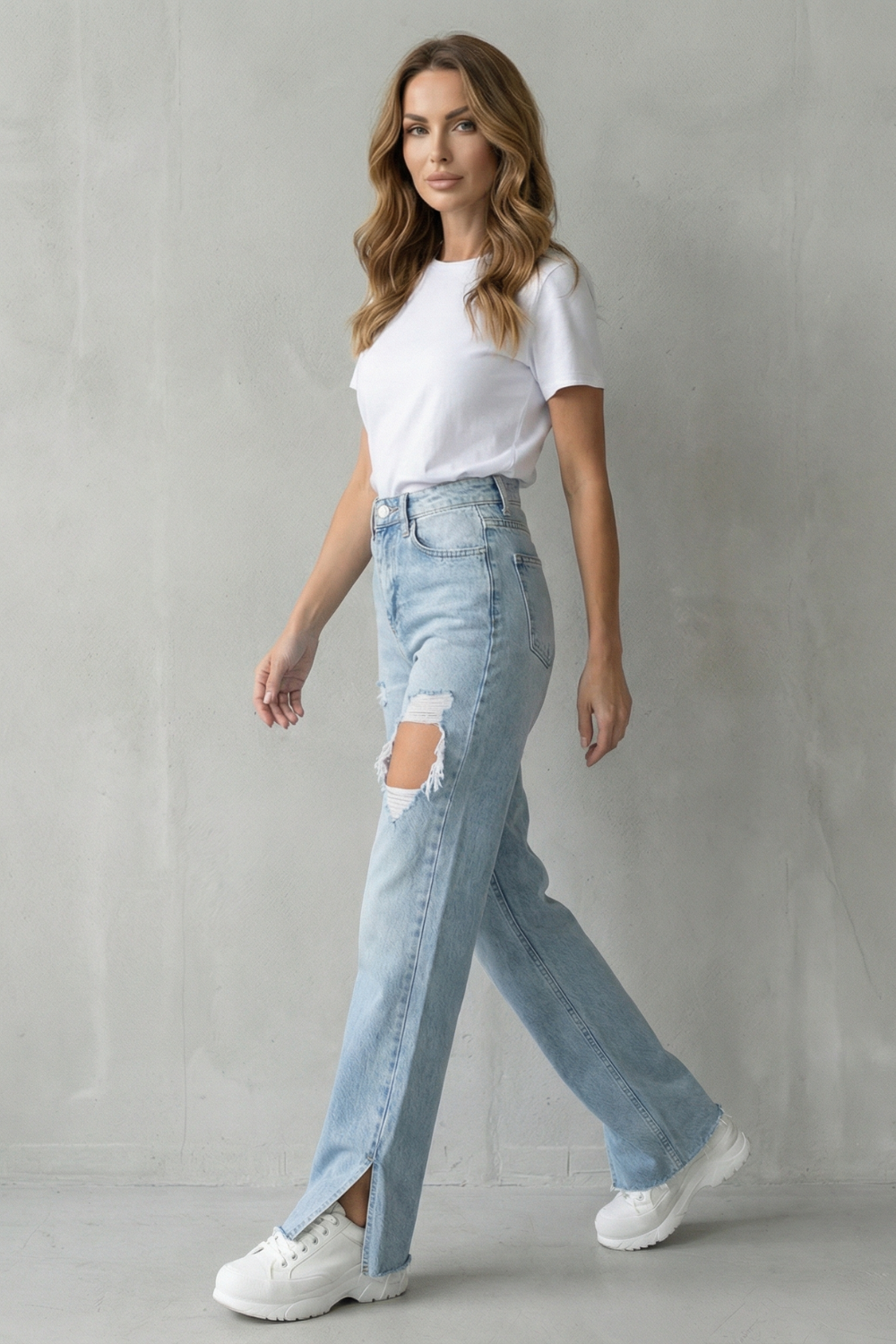 Urban Distressed Design Straight Leg Jeans