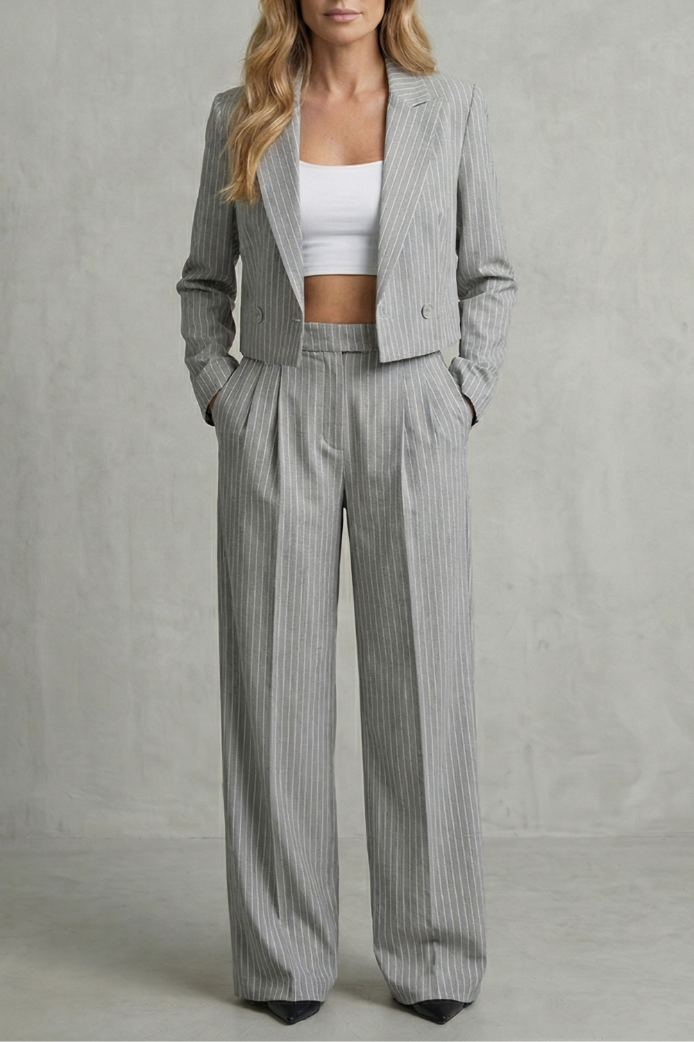 Tailored Striped Elegance Two Piece Set