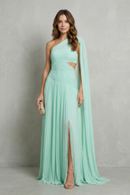 Ethereal Chiffon Drape Maxi Dress