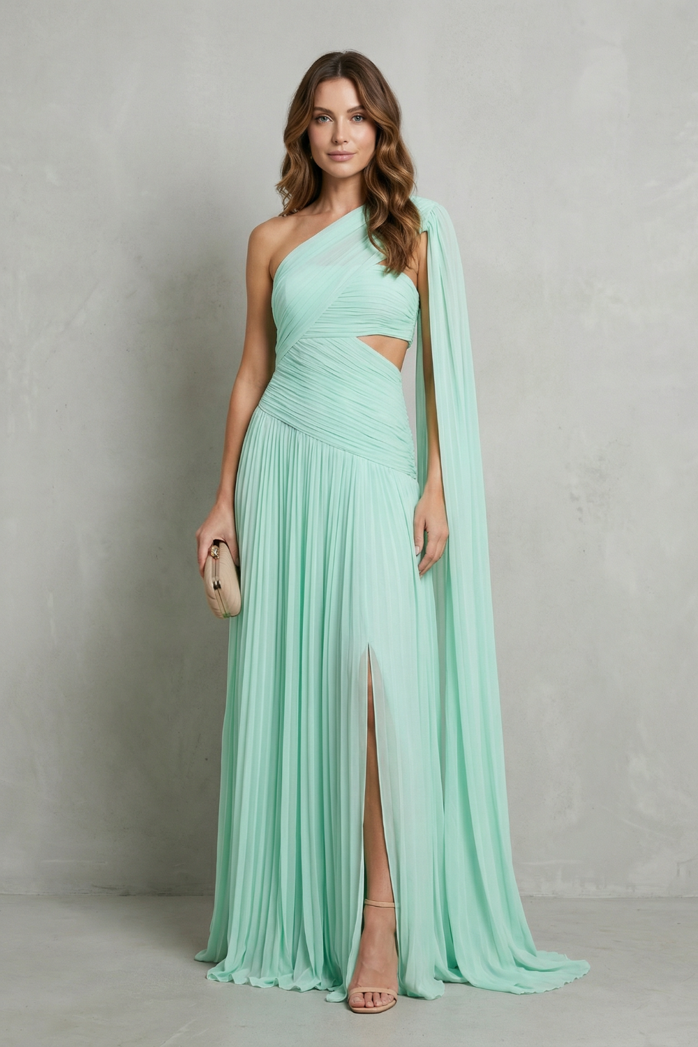 Ethereal Chiffon Drape Maxi Dress