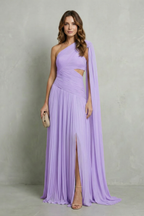 Ethereal Chiffon Drape Maxi Dress