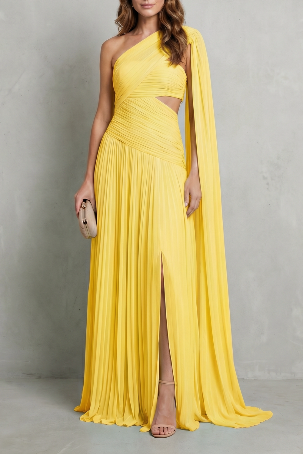 Ethereal Chiffon Drape Maxi Dress