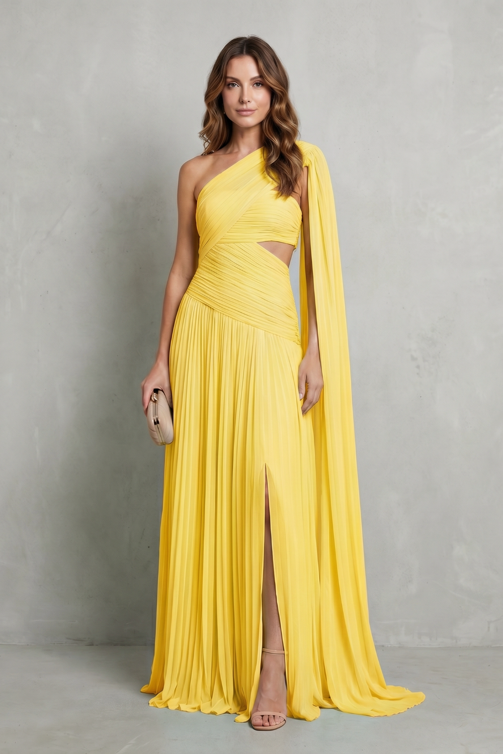 Ethereal Chiffon Drape Maxi Dress