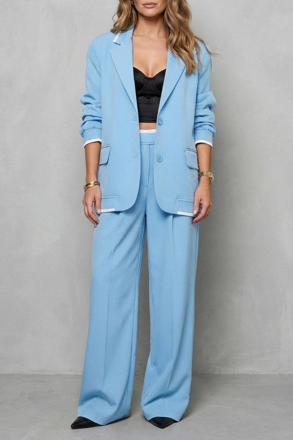Elegant Wide-Leg Pantsuit Set Two-Piece Power Look