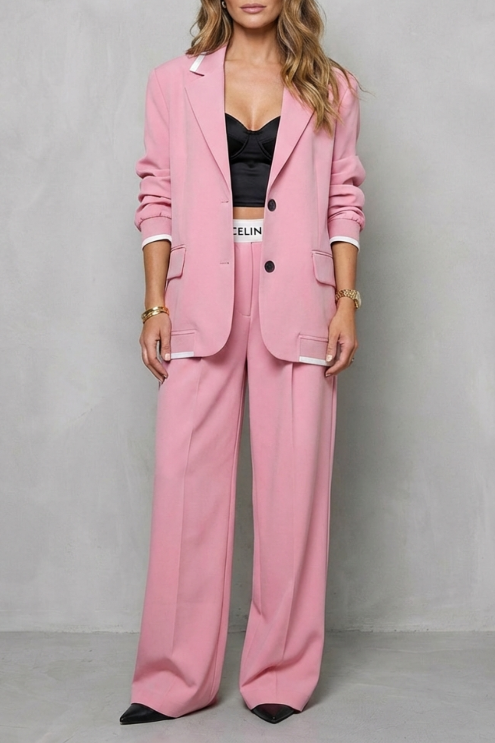 Elegant Wide-Leg Pantsuit Set Two-Piece Power Look